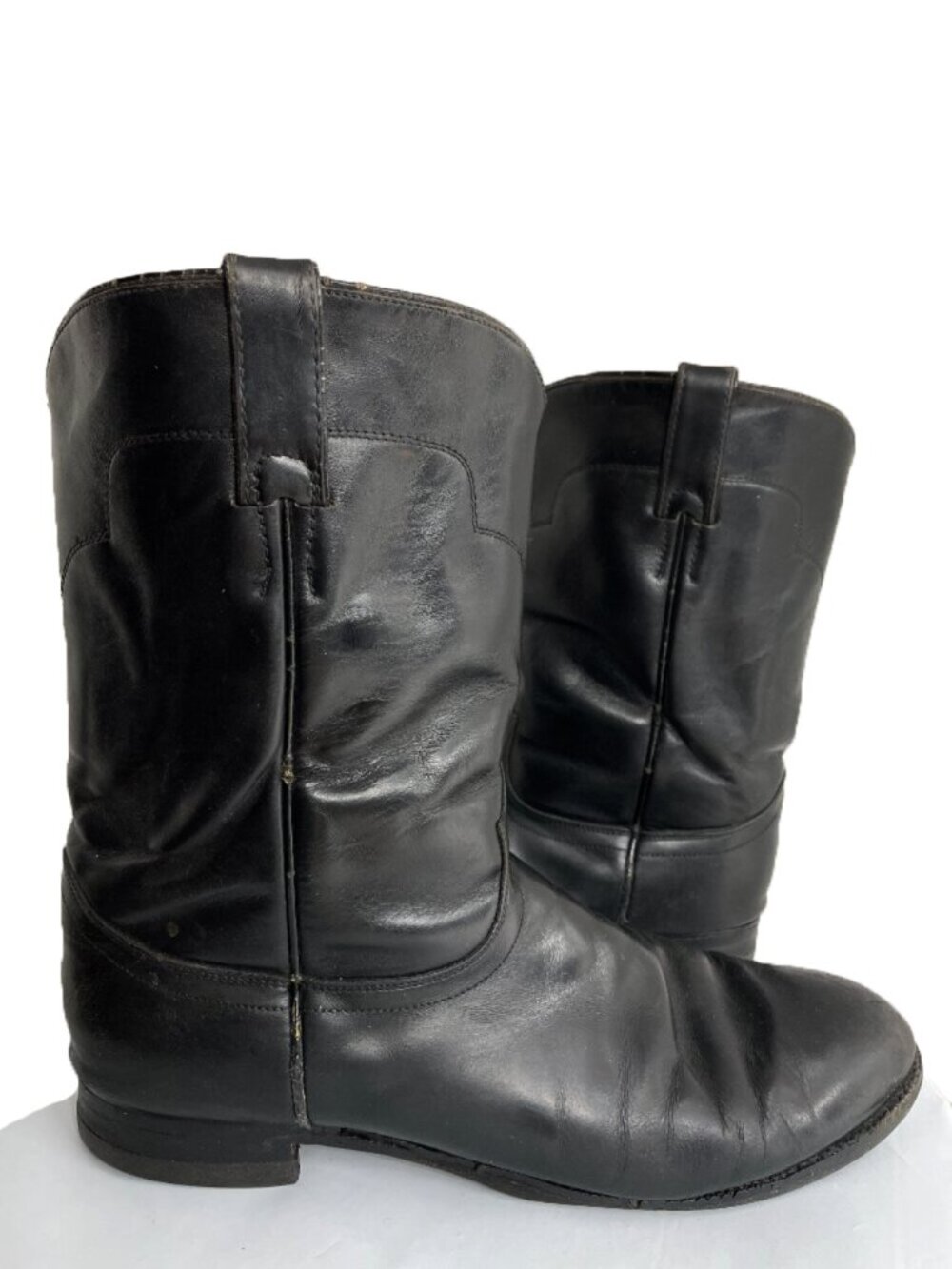 Tony Lama Black Leather Western Roper Cowboy Biker Vintage Boots Men’s 10 D